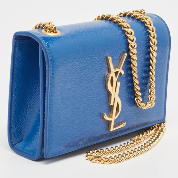 Saint Laurent Blue Leather Small Monogram Kate Chain Crossbody Bag - Picture 3 of 8